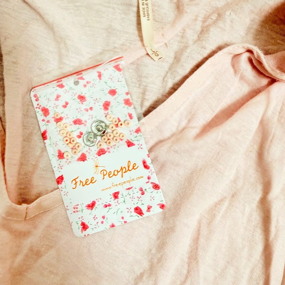 NWT Free People Pink Floral Patchwork Tassel Tunic Boho Peasant Festival Large - Picture 5 of 11